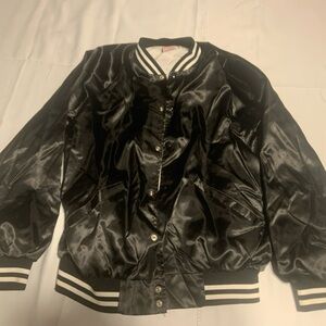 Black Satin Bomber Jacket